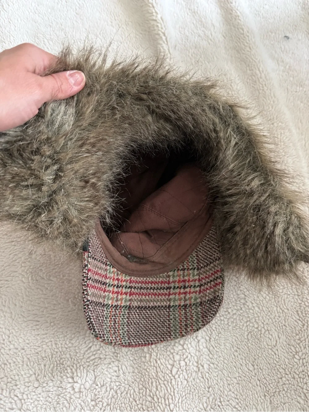 Goorin Bros Faux Fur Lined Plaid Trapper Hat